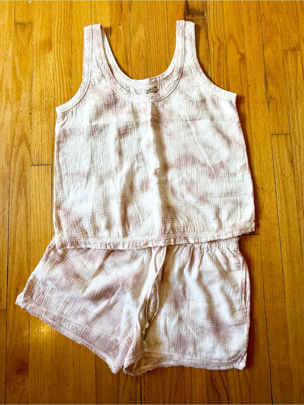 Faherty Dream Cotton Gauze Scoop Neck Ventura Pink Tie Dye Top Size XL